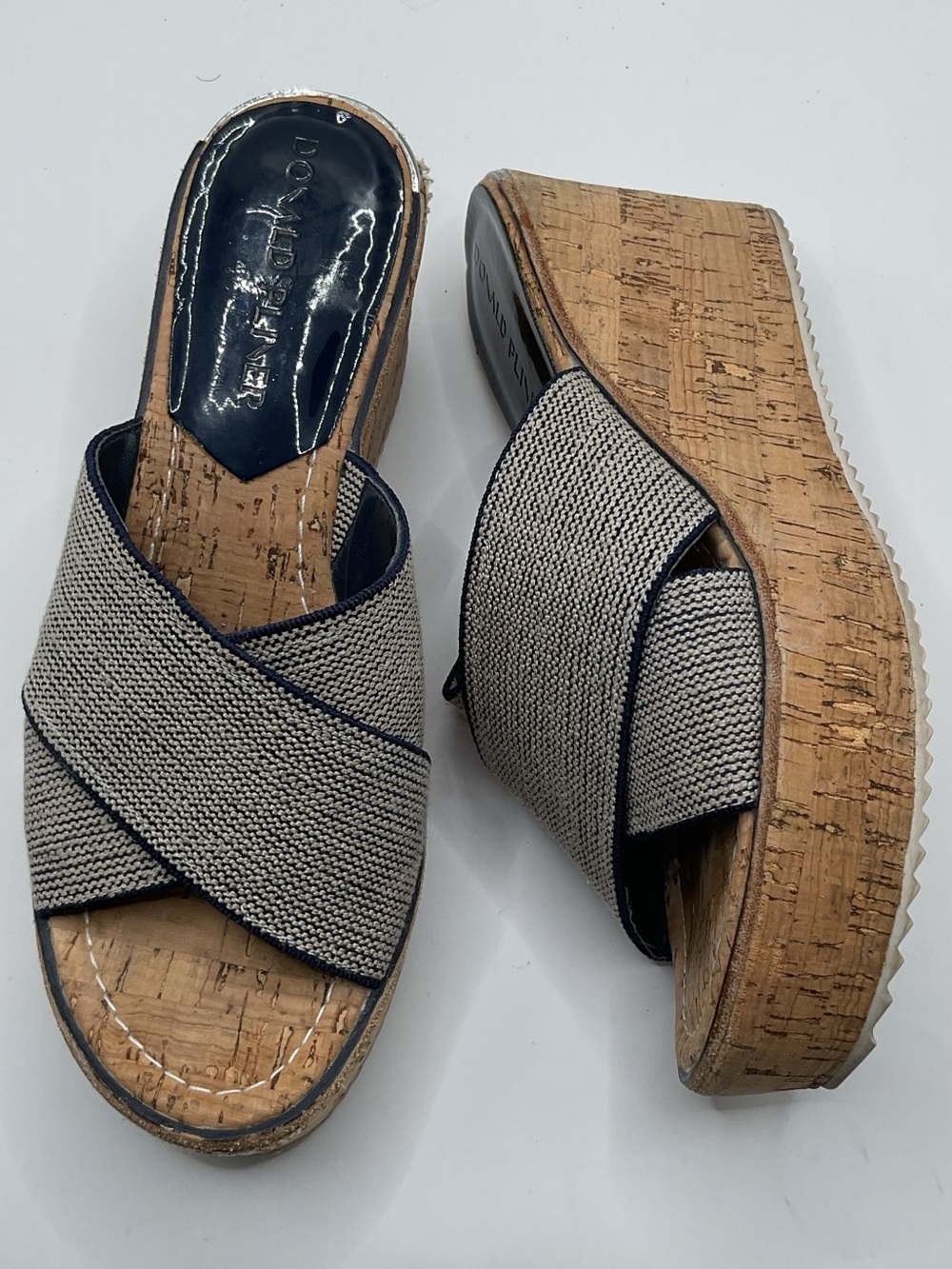Donald J. Pliner Platform Cork Wedge Slide Sandals